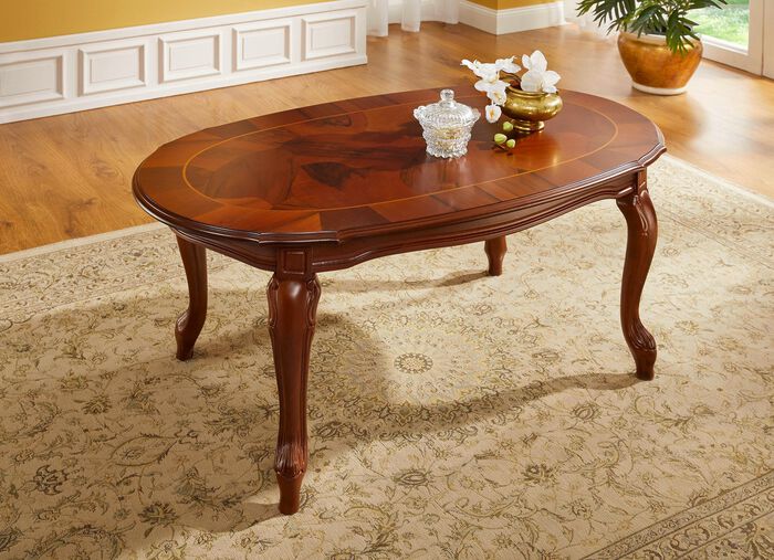 Salontafel met gebogen tafelpoten NOTENHOUT