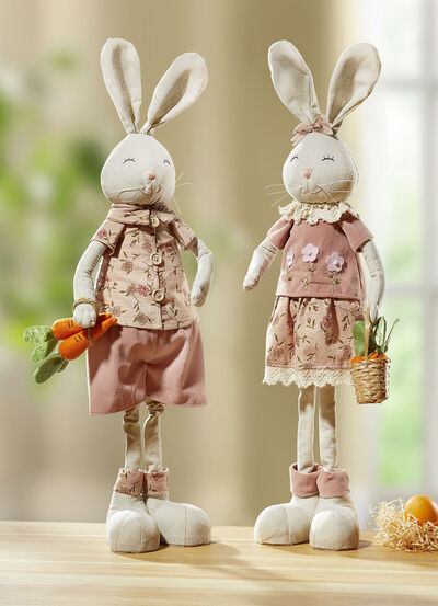 Paar konijntjes, set van 2, gemaakt van stof 