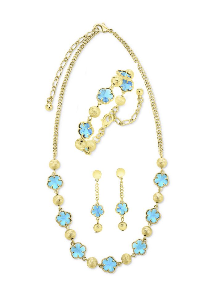 Sieradenset,  3-delig, met bloemmotief 