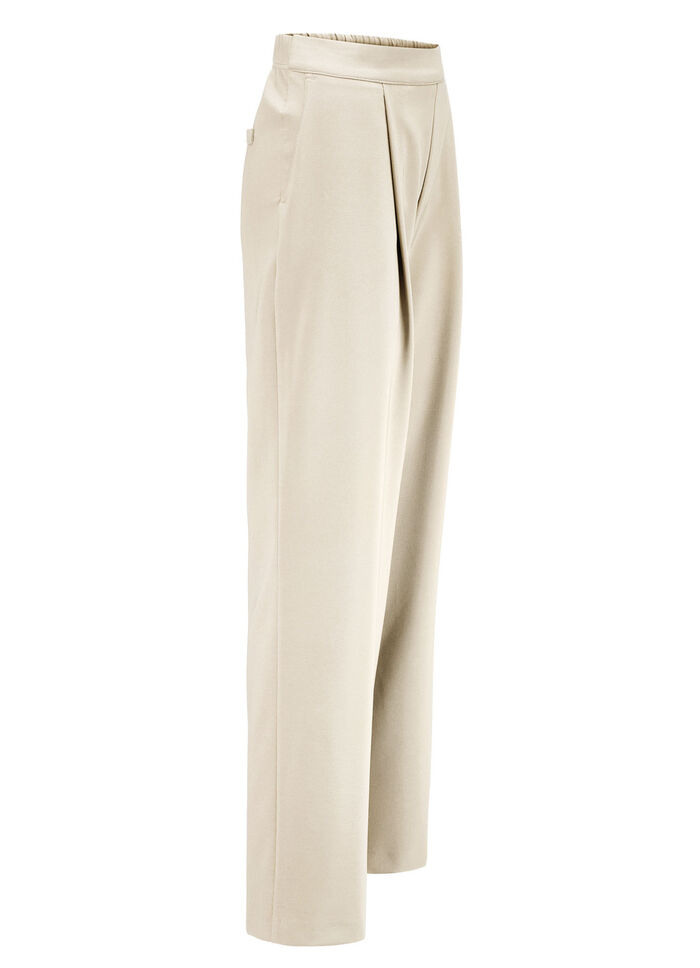 Broek met plooien in modieuze breedte BEIGE