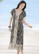 Laurina-jurk van viscose met kanten rand 