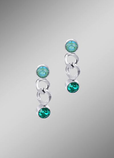 Oorknopjes met groene kristallen 