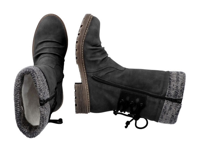 Rieker-laarzen in gekreukelde look ZWART-GRIJS