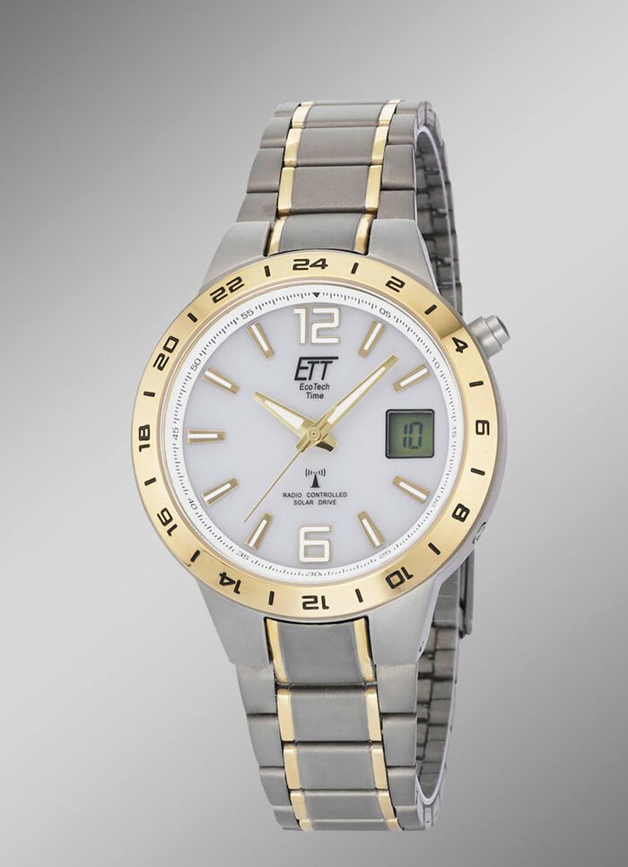ETT radiogestuurd solar herenhorloge met titanium bandkast 