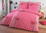 4-delige beddengoedset met rustiek ruitdessin ROOD