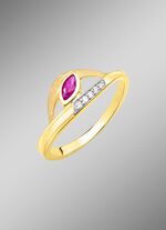 Aantrekkelijke damesring met robijn en zirkonia 