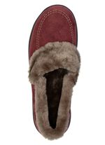 ELENA EDEN, warme damespantoffels, breedte H, met lamsvacht BORDEAUX