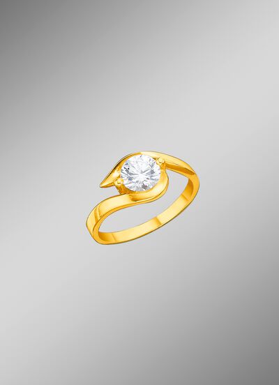 Stevige damesring met zirkonia 