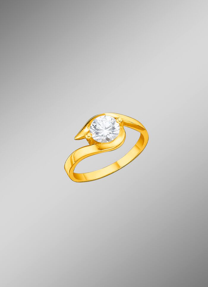 Stevige damesring met zirkonia 