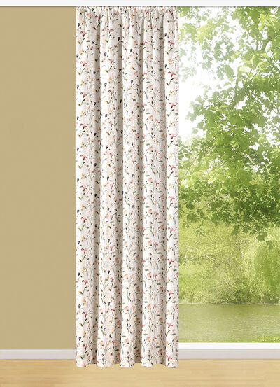 Bovengordijn met bloemdessin en universele railtape 