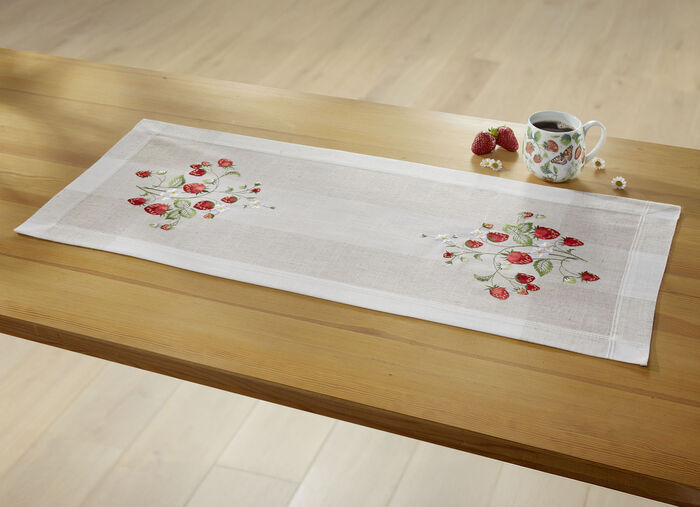 Tafel- en kamerdecoratie met aardbeienmotief MOUSSERENDE WIJN - KLEURRIJK