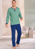 Pyjama met lange knoopsluiting en open randen 