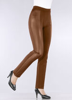 Broek in trendy materiaalmix COGNAC