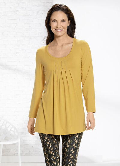Lang shirt met bordversiering in 2 kleuren 
