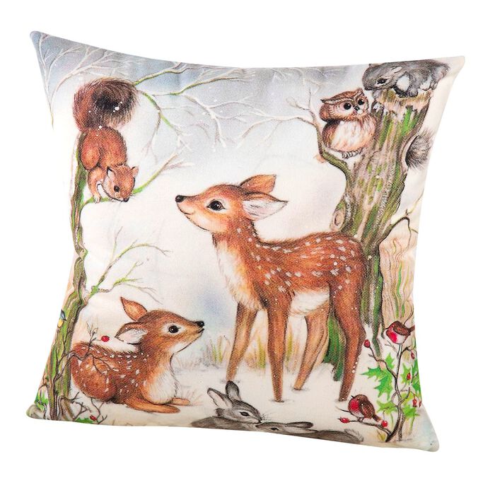 Kussenhoes met betoverende wintertaferelen BOSDIEREN