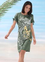 Jurk met geplaatste print en korte mouwen met plooitjes 