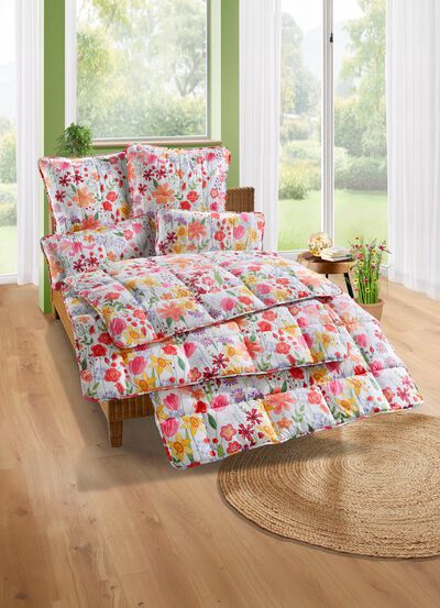 Beddengoedset met bloemmotief, 2-delig 