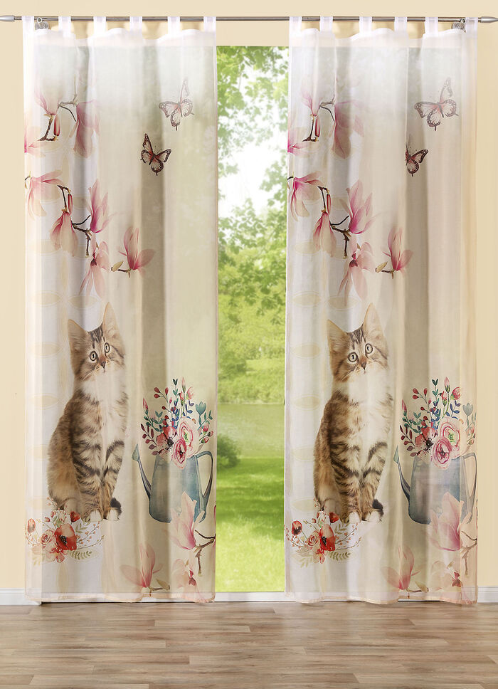 Digitaal bedrukte gordijnen en verduisteringsgordijnen met kattenmotief 