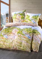 Beddengoedset aan beide zijden bedrukt met een landschapsmotief 