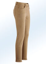 Magische jeans met leuke klinknagels en een trendy zoom met franjes COGNAC