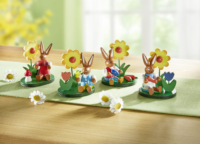 Houten konijntjes, set van 4 