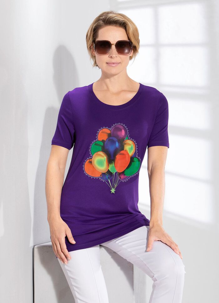 Lang shirt met strass-versiering 