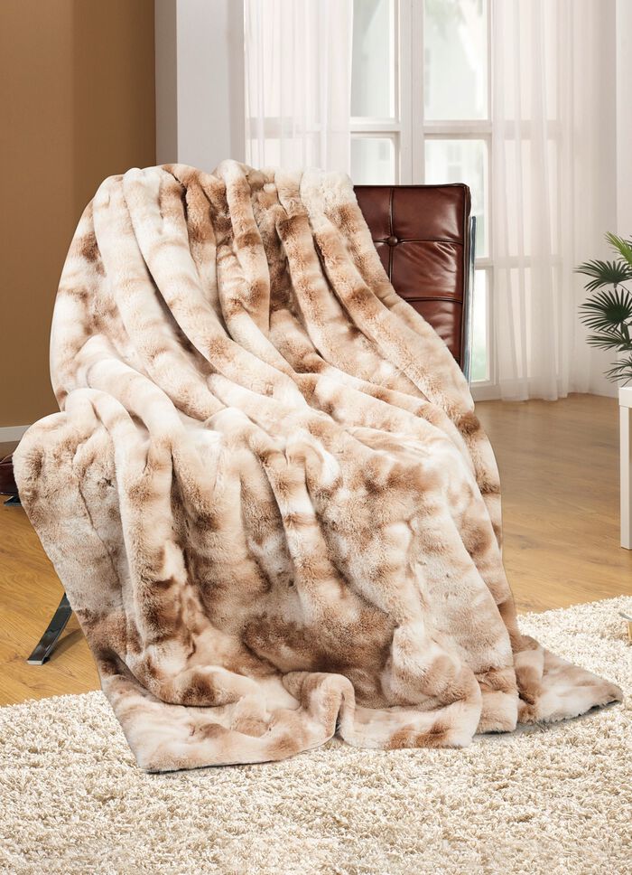 Bontdeken gemaakt van natuurlijk nepbont BEIGE
