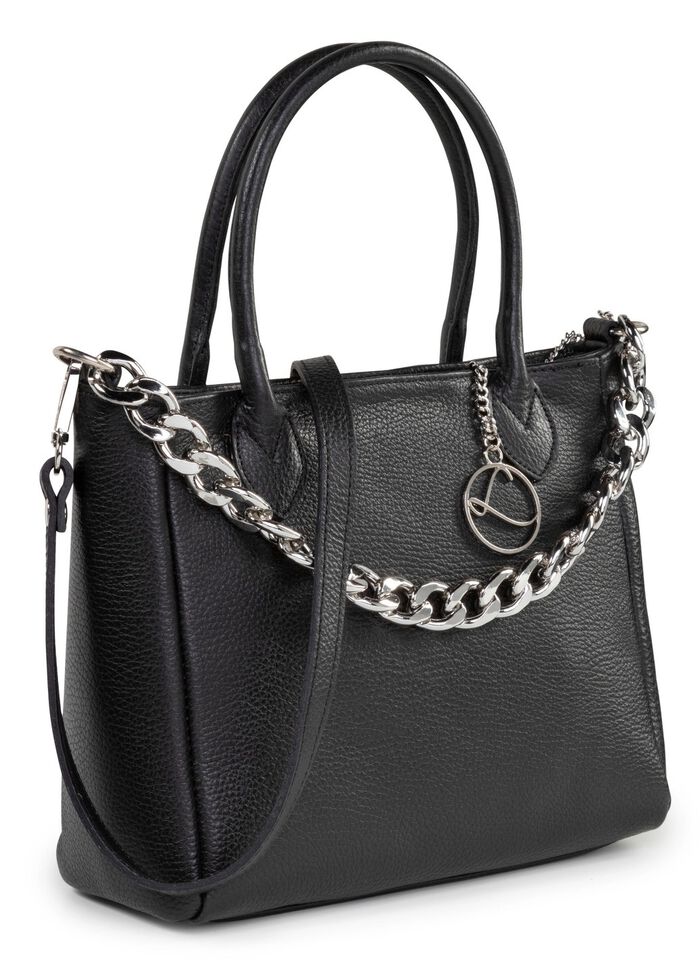Laurina tas van generfd nappaleder met decoratieve ketting 