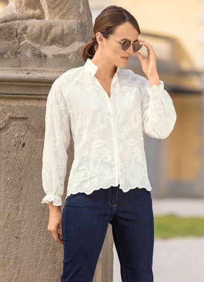 Blouse met ruche rand 