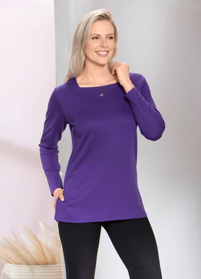 Charmant sweatshirt met knoopsluiting in 2 kleuren 