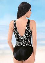 Laurina badpak met glanzende folieprint en half korset 