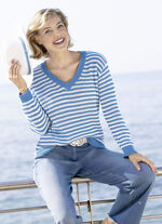 Trui met gestreept dessin JEANSBLAUW-ECRU