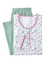 Pyjama met all-over dessin en knoopsluiting WIT-ROZE-JADE