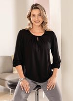 Shirt met split in 2 kleuren ZWART