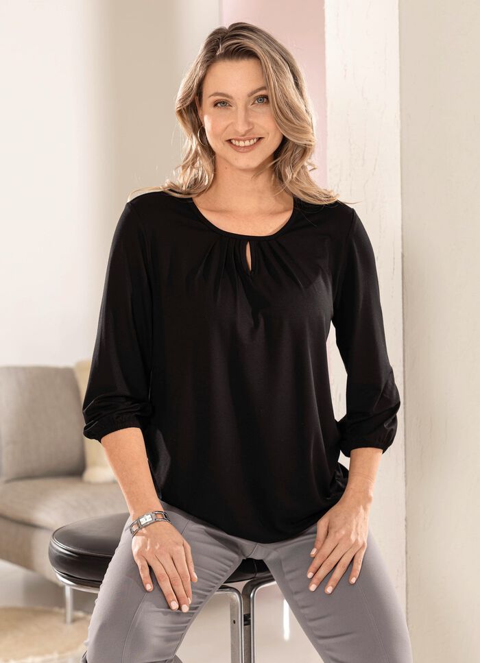 Shirt met split in 2 kleuren ZWART