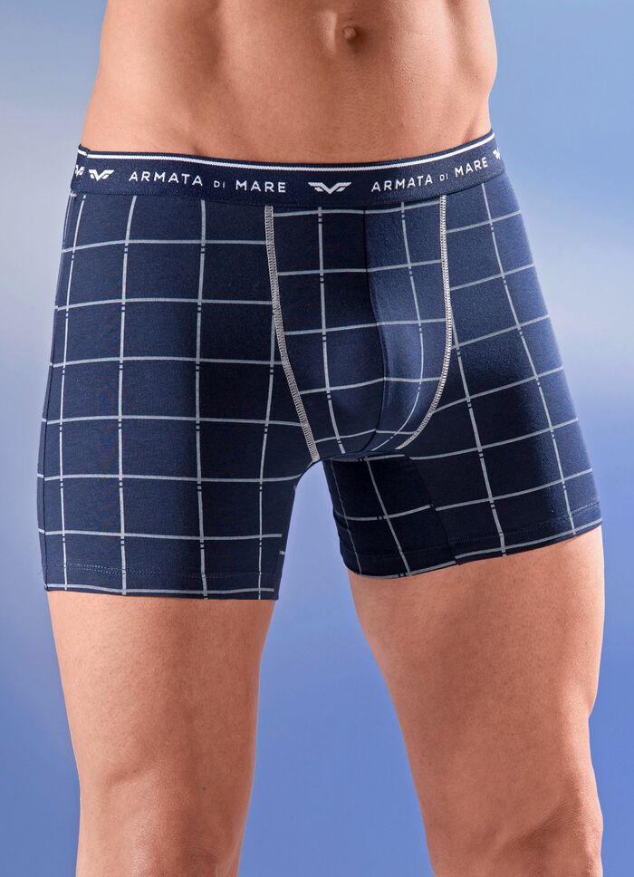 Pack van drie broeken, geruit met elastische tailleband 