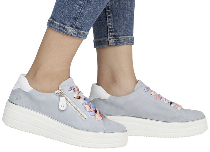 Remonte sneakers met kleurrijke vetersluiting BLAUW-WIT