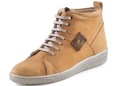 ELENA EDEN veterlaarsje van nubuckleer, met leren applicatie 