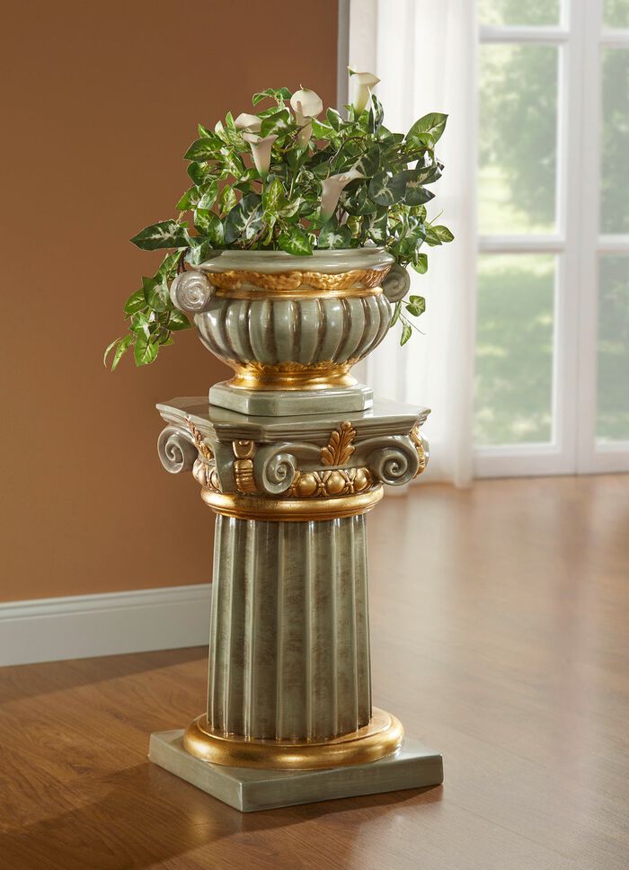 Zuil met plantenbak en echte bladgoudcoating 