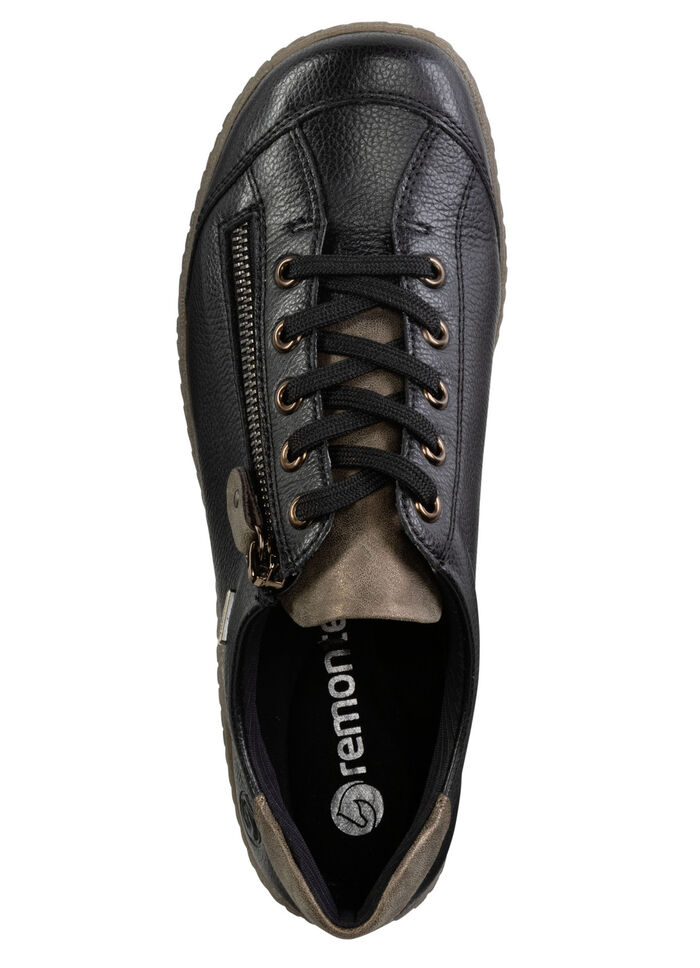 Remonte, comfortabele damessneakers, breedte G, met uitneembaar voetbed ZWARTBRUIN