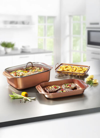 Livington Copperline WonderCooker inclusief glazen deksel en roosterinzet  Livington Copperline WonderCooker inclusief glazen deksel en roosterinzet