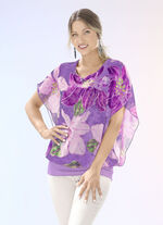 Overhemdblouse met chiffonworp in 2 kleuren LILA-AUBERGINE-BEIGE