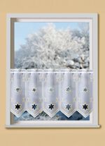 Elegant kort gordijn met Plauen-borduurwerk 