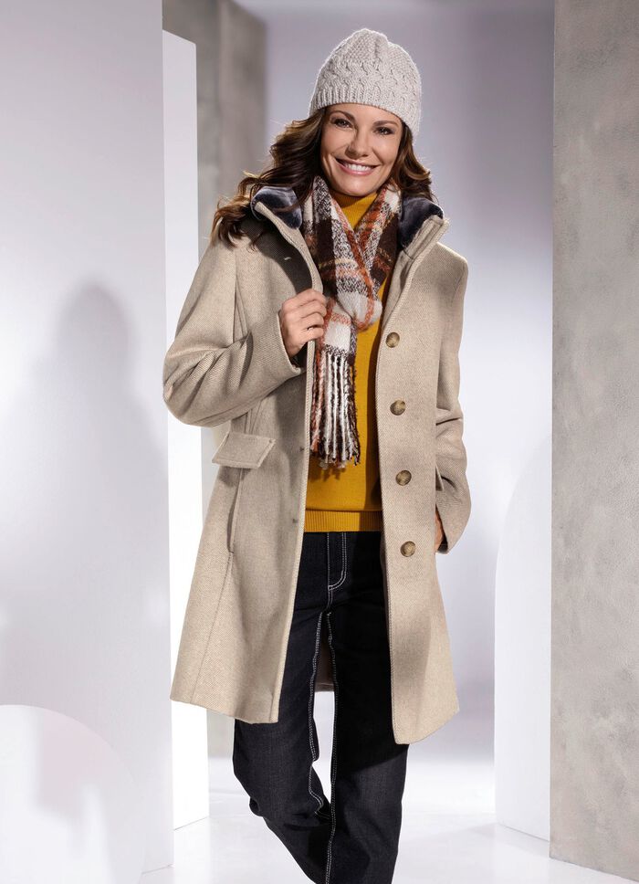 Korte jas in 2 kleuren ZAND-ECRU