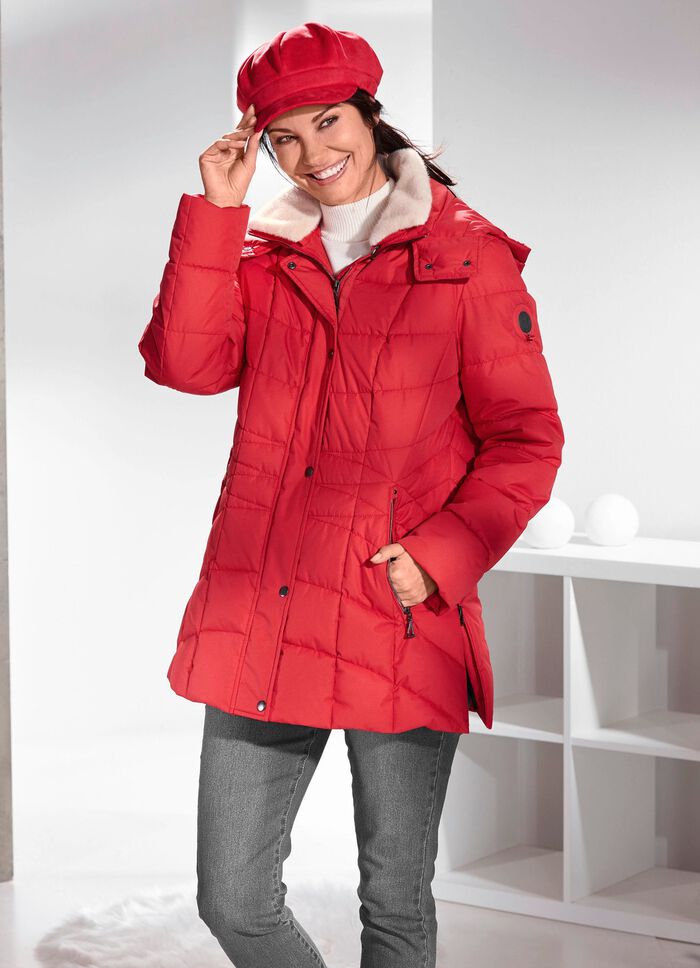 Functioneel jack met afneembare imitatiebontrand op de kraag 