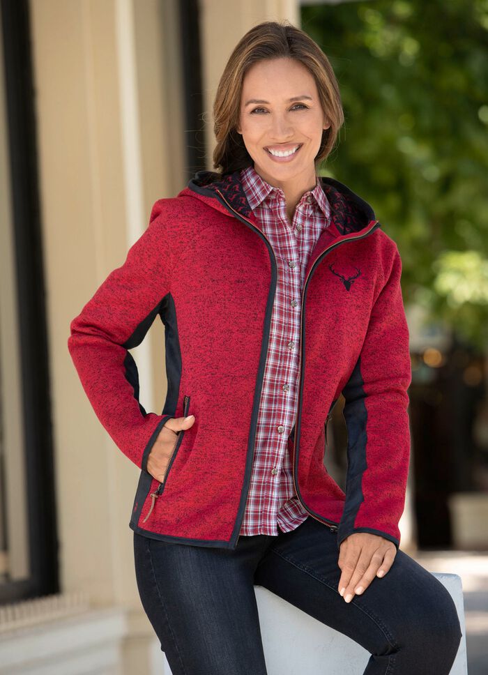 Jas met imitatieleren rand 