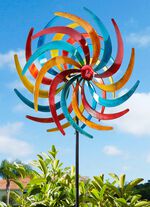 Dubbele windmolen in Tricolor van metaal 