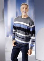 Trui met ronde hals en all-over een structuurmix GRIJS-MARINE-BLAUW-ECRU