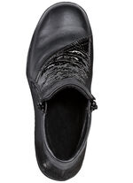 ELENA EDEN laarsje van gedeeltelijk nappaleer met reptielreliëf ZWART