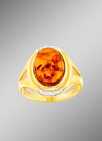 Prachtige damesring met echte barnsteen 